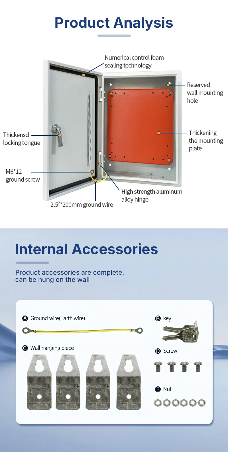 Wall Mounted IP65 Metal Electrical Distribution Panel Board