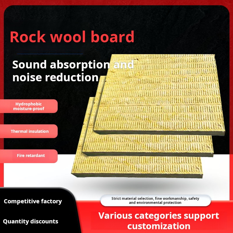 Modern 50mm Thick Rock Wool Sandwich Board Panel Fireproof Heat &amp; Sound Insulation for Wall Roof Construction Aluminum Material