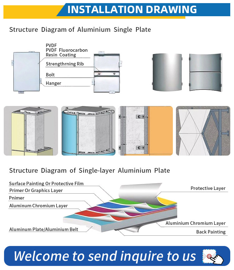 Decorative Aluminum Wall Facade Panels for Office Building Exterior Custom Cut and Finish Available