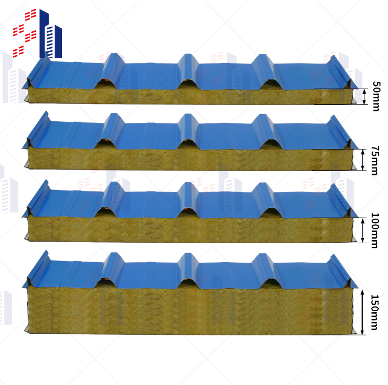 Sandwich Panels Roof Rock Wool Thermal Insulation Fireproof Roofing Panel
