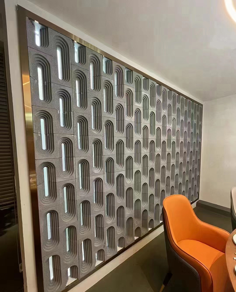 Modern White 3D Single Wall Tiles Durable PU Hollow Panel Hotel Interior Design Durable Artificial Stone Wall Partition
