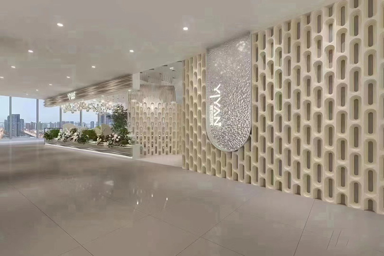 Modern White 3D Single Wall Tiles Durable PU Hollow Panel Hotel Interior Design Durable Artificial Stone Wall Partition