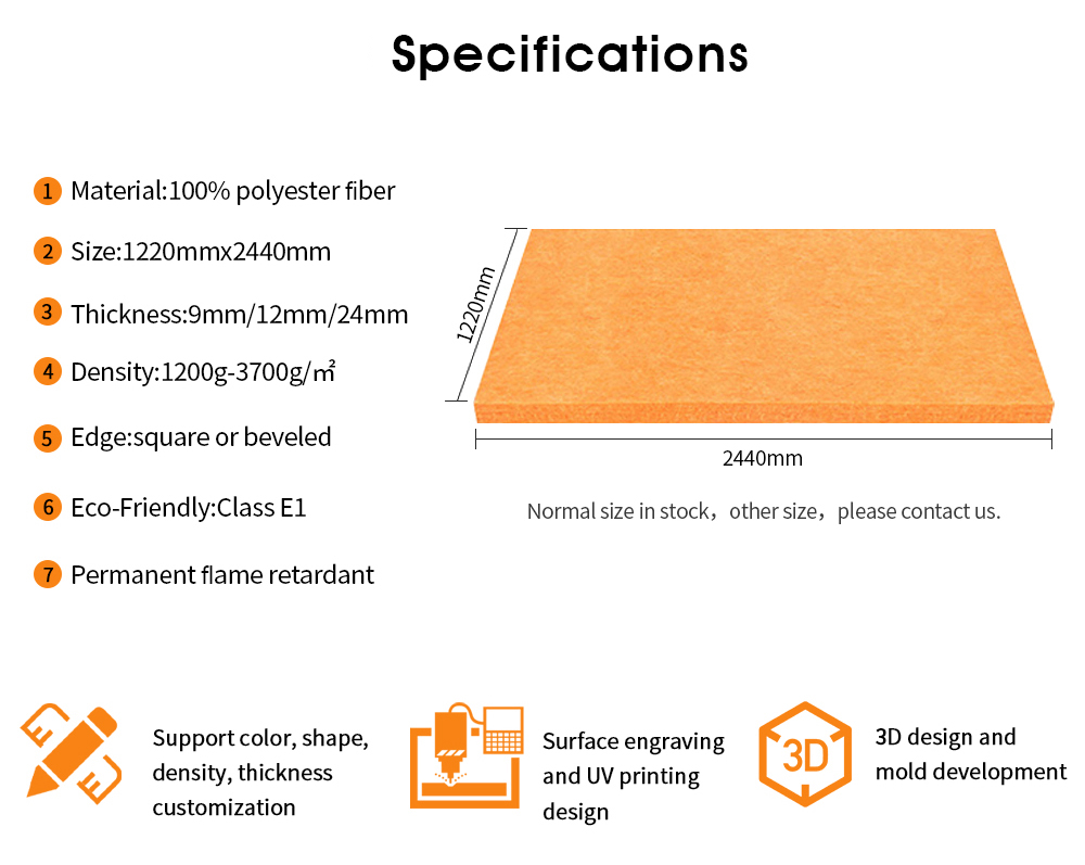 Customized Shape Polyester Fiber Soundproof Acoustic Wall Panels Art Engraving Soundproof PET Felt Wall Panels
