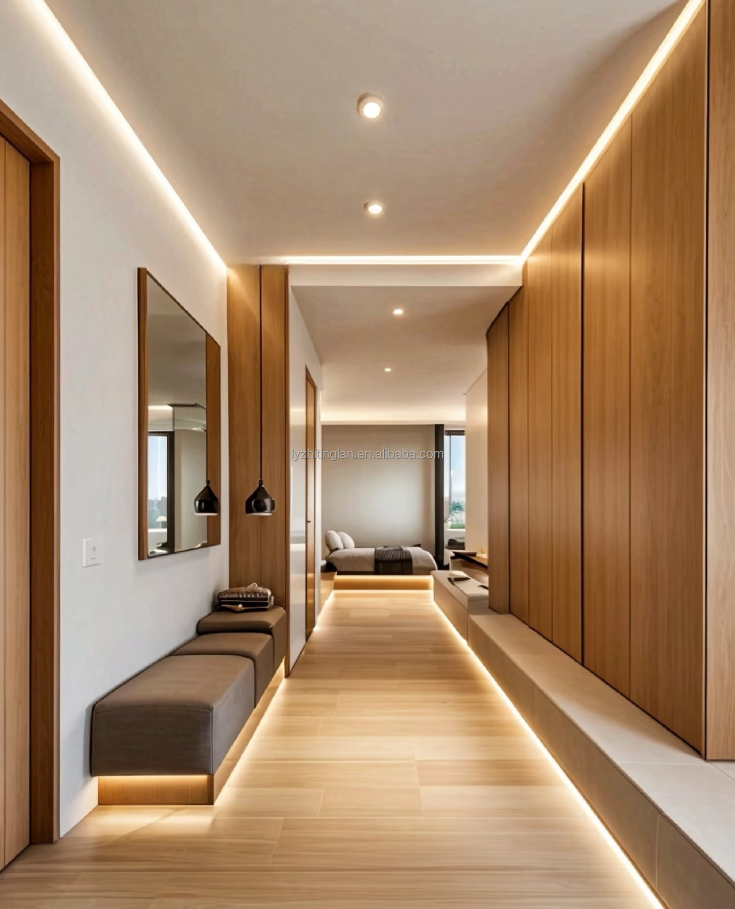 Waterproof and Moisture-proof Bamboo Charcoal Wood Veneer Wall Panels Decorative for Living Room or Hotel Fireproof