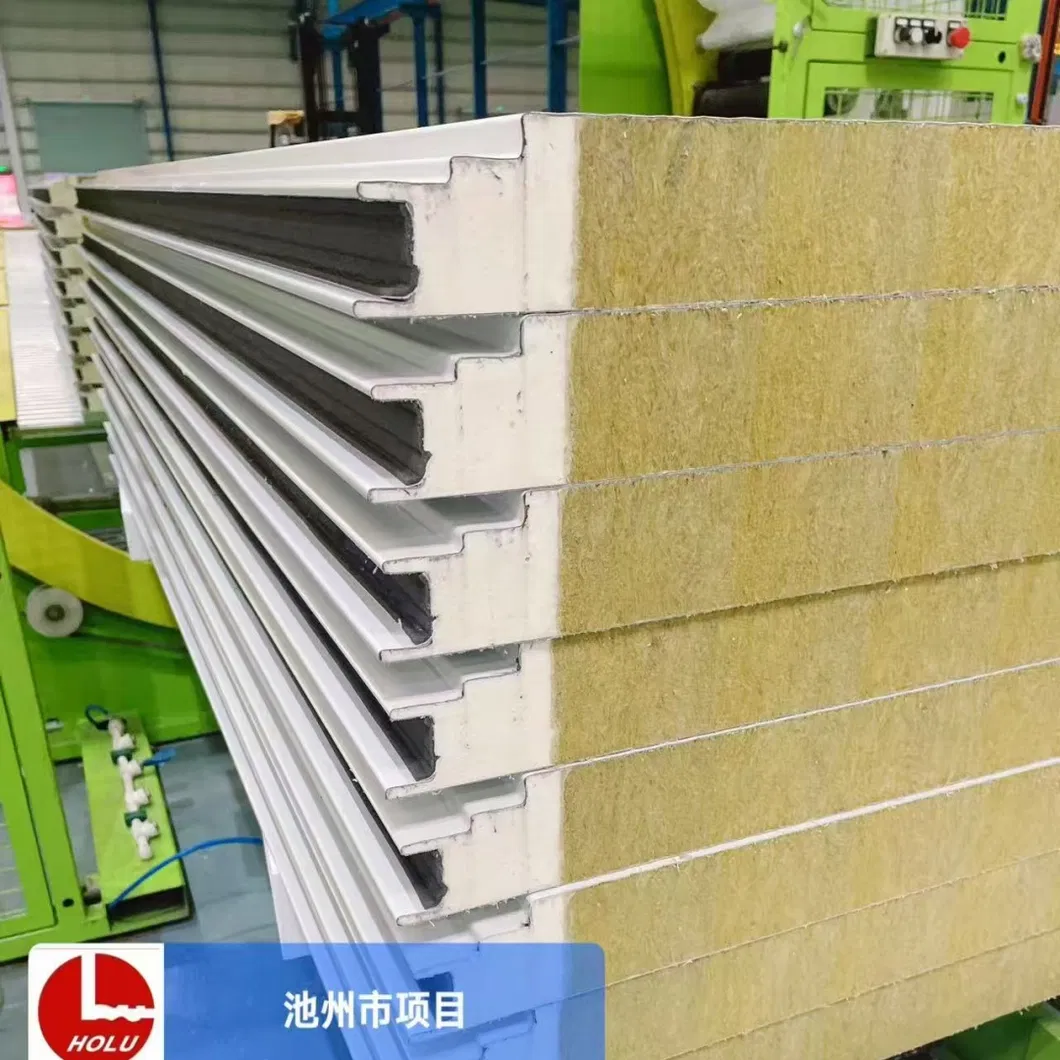 Insulated Fireproof Rockwool Metal Sandwich Wall Panel for Prefab Structure