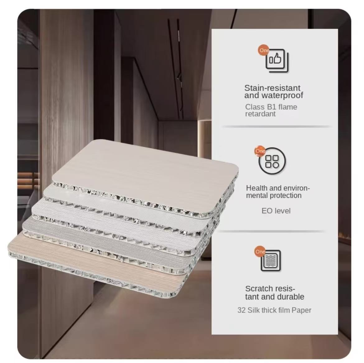 Aluminum Honeycomb Panels-Large Size Modern Design Waterproof PE Coated Surface for Indoor Ceiling/Wall/Partition Decoration