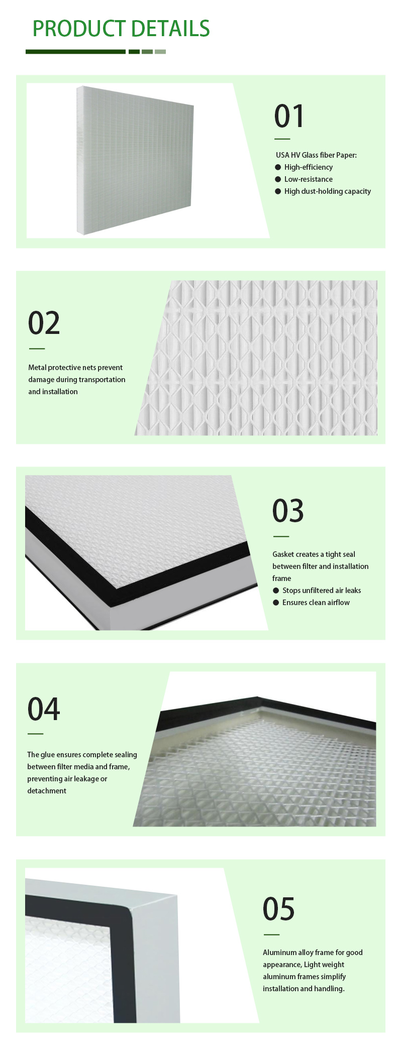 Customized H13 H14 HEPA Dust Filter Laminar Flow HVAC Panel Filter for Cleanroom AC New Condition for Laboratory
