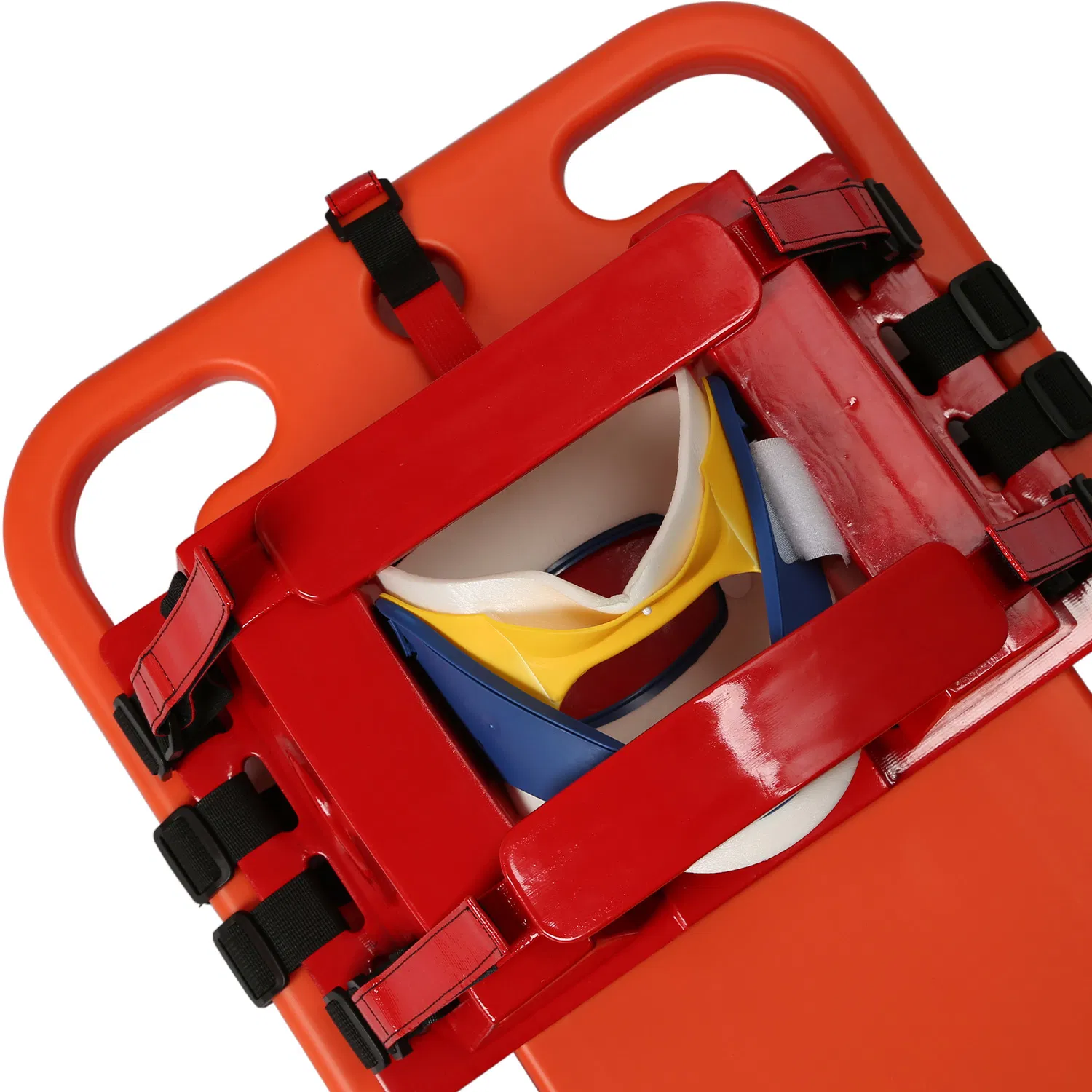 First Aid Backboard with Head Immobilizer Straps Transportable Durable Detachable Water Flotation Immobilization Spine Spinal Board