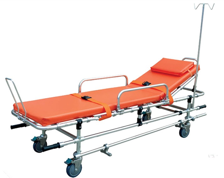 Compact, High-Strength Aluminum Ambulance Stretcher for Safe, Fast Patient Transport in Emergency Situations, Foldable, Collapsible Rescue Stretcher on Wheels