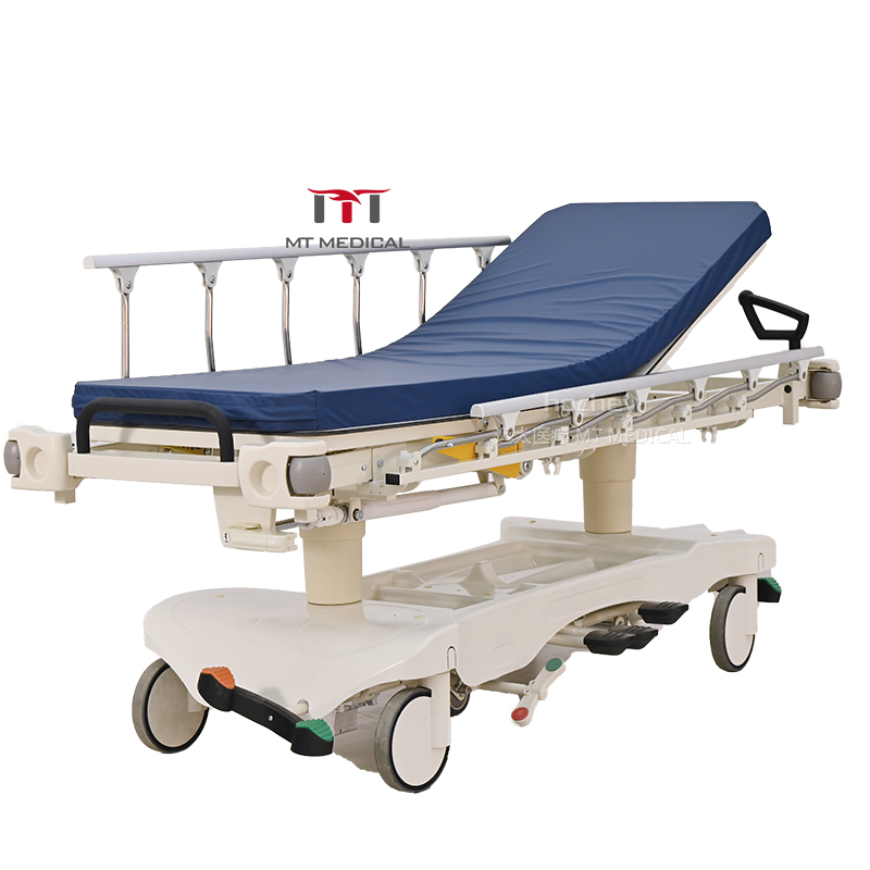 Hospital Operating Room Hydraulic Patient Transport Stretcher Trolley with Aluminium Alloy Guardrail