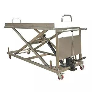 Henan Hydraulic Lifting Mortuary Trolley Mobile Cadaver Corpse Transport Stretcher Mortuary