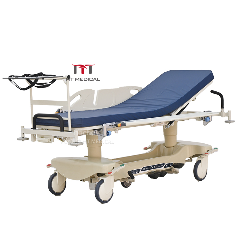 Hospital Operating Room Hydraulic Patient Transport Stretcher Trolley with Aluminium Alloy Guardrail
