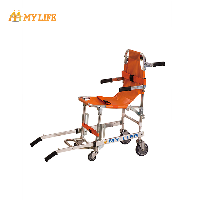Foldable Aluminum Chair and Stair Stretcher on Wheels for Stairs, Ambulance, Emergency Rescue, and Evacuation, Convertible, Medical Stretcher (TD010114A)
