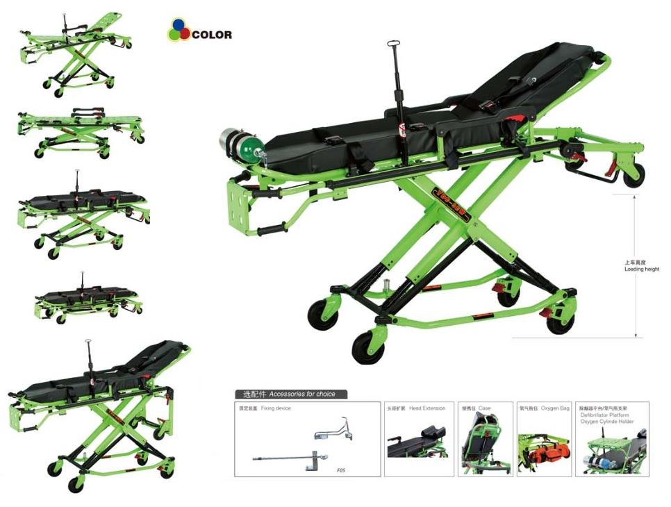 Medical Hospital Adjustable Aluminum Alloy Folding Emergency Ambulance Stretcher