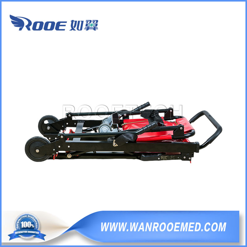 Convenient Storage Carry Crawler Structure Manual Folding Stair Stretcher Chair with 4 Wheels