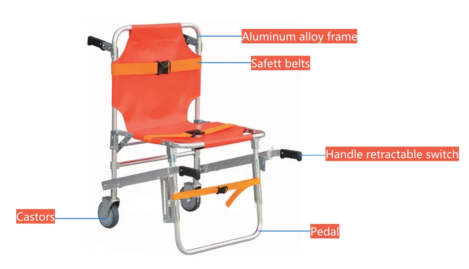 Emergency Rescue Equipment Aluminum Alloy Folding Stair Stretcher