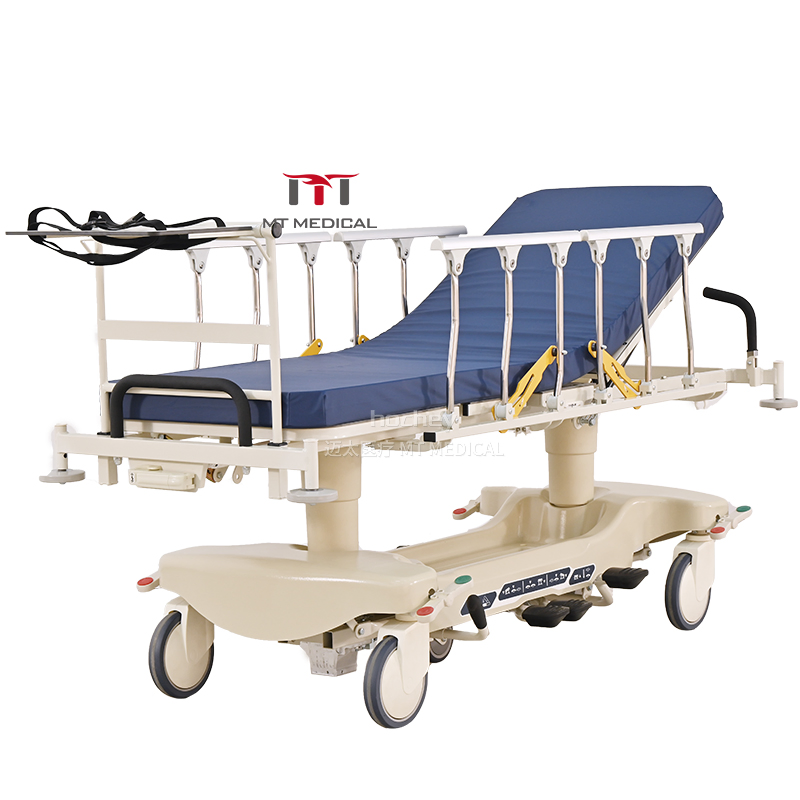 Hospital Operating Room Hydraulic Patient Transport Stretcher Trolley with Aluminium Alloy Guardrail