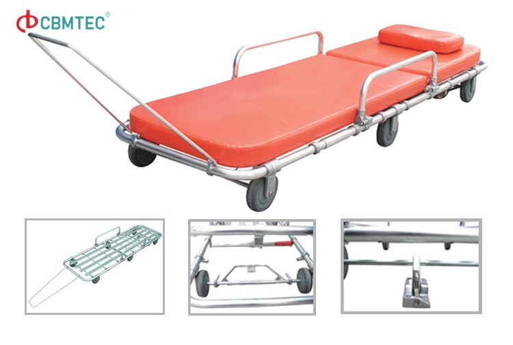 Portable Hospital Emergency Trolley Bed Medical Ambulance Folding Stretcher for Rescue Transfer