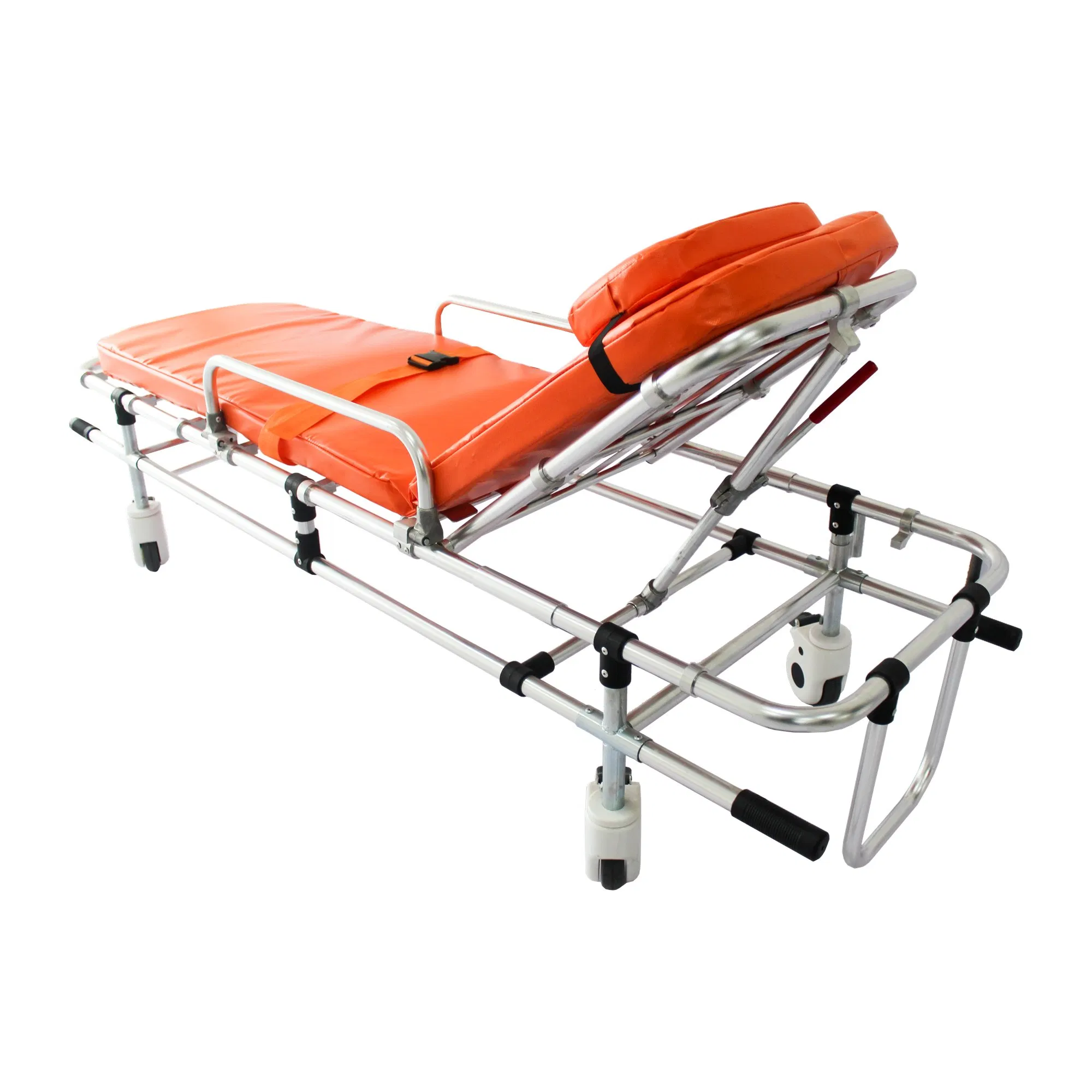 Compact, High-Strength Aluminum Ambulance Stretcher for Safe, Fast Patient Transport in Emergency Situations, Foldable, Collapsible Rescue Stretcher on Wheels
