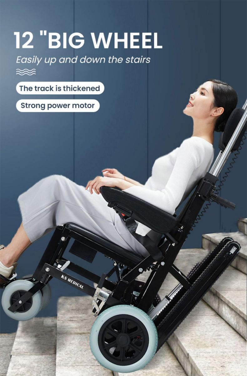 Ksm-302 Handicapped Electric Power Climbing Wheelchair Climb Stair Chair Stretcher for The Disabled