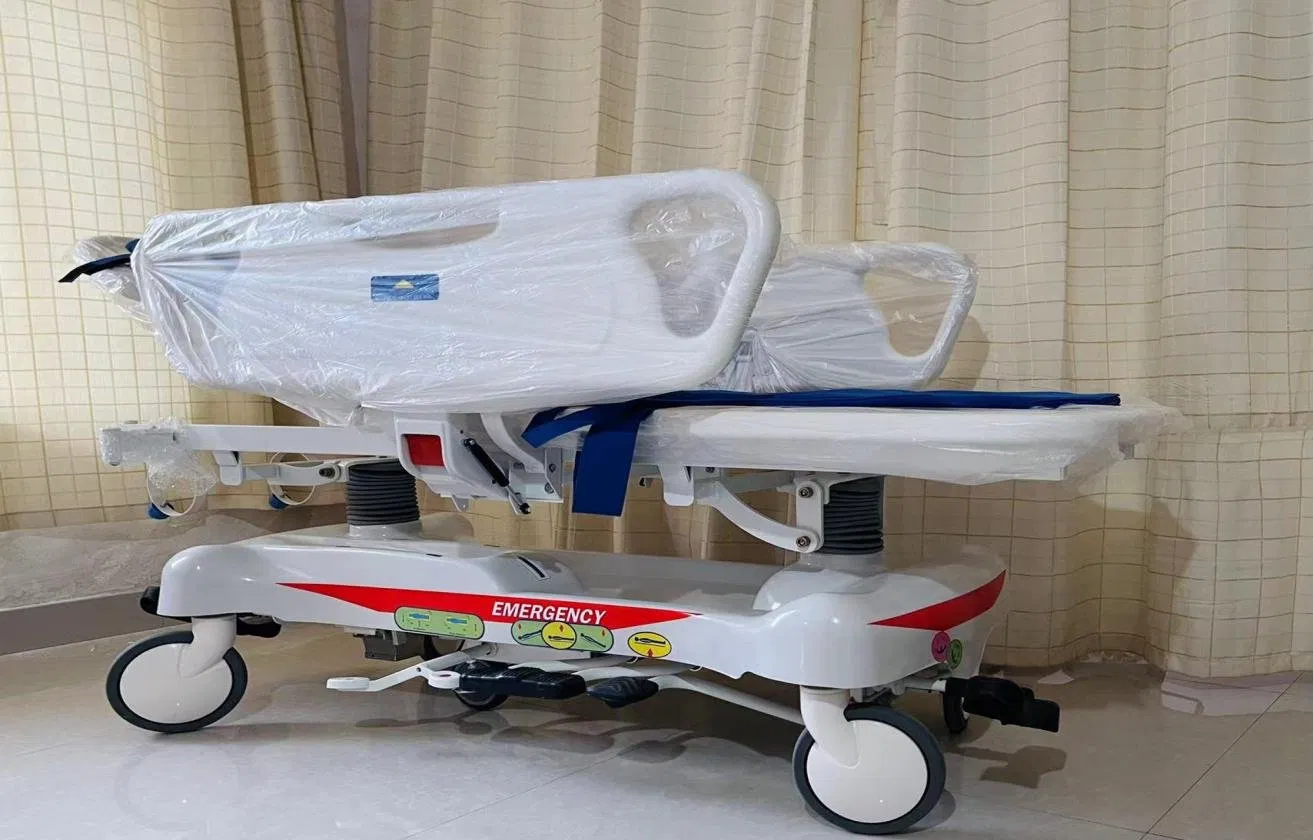 Medical Emergency Patient Transport Stretcher Ambulance Luxurious Hydraulic Patient Stretcher Bed Trolley