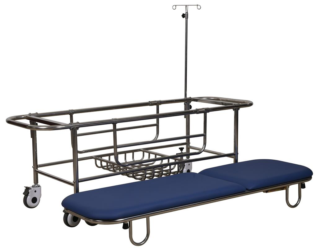 Hospital Furniture Stainless Steel 2 Section Patient Stretcher Trolley