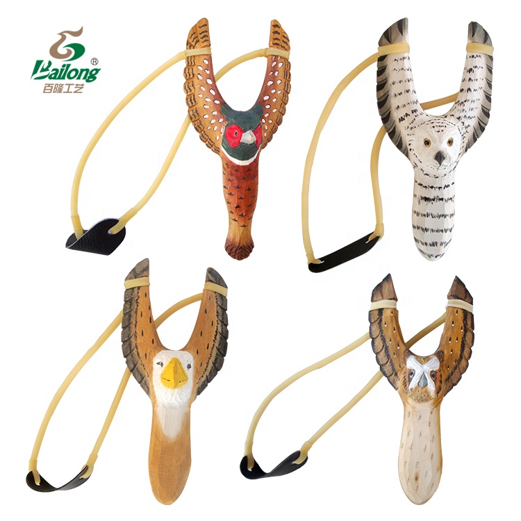 Ready to Ship Wholesale Kids Toy Animal Wood Carved Slingshot for Outdoor Play