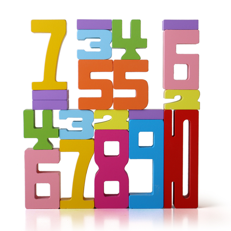 Pre-school Age Child Wooden Stacking Toys Number Cognitive Wooden Learning Toys for Children