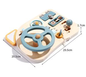 Toddlers Montessori Educational Wooden Busy Board Sensory Activity &amp; Fine Motor Skills Learning Steering Wheel Toy