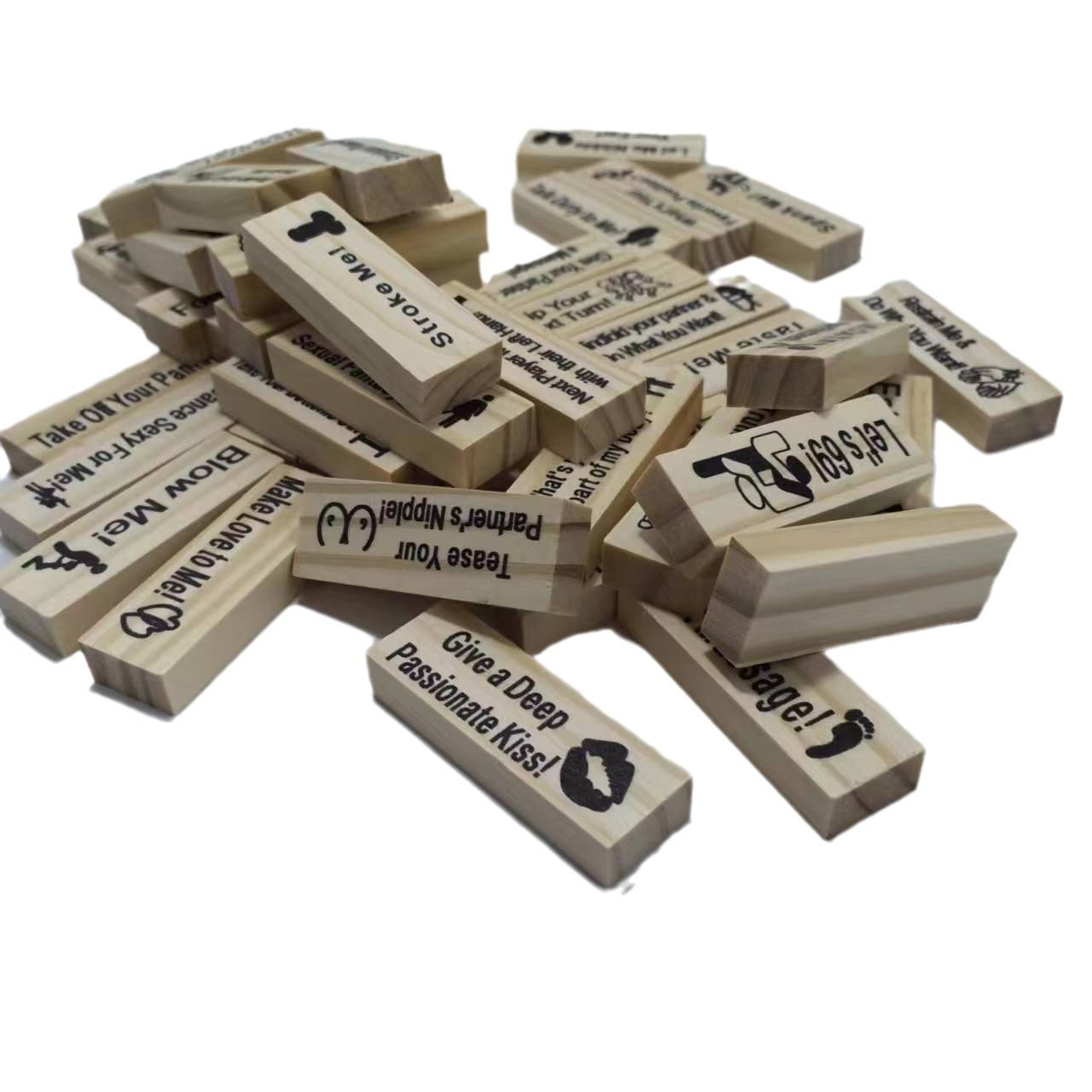 48PCS Game Sex Block Valentine Tumbling Wooden Tower Stacking Blocks Game Sex Toys for Couples Erotica Party SM Block for Adults