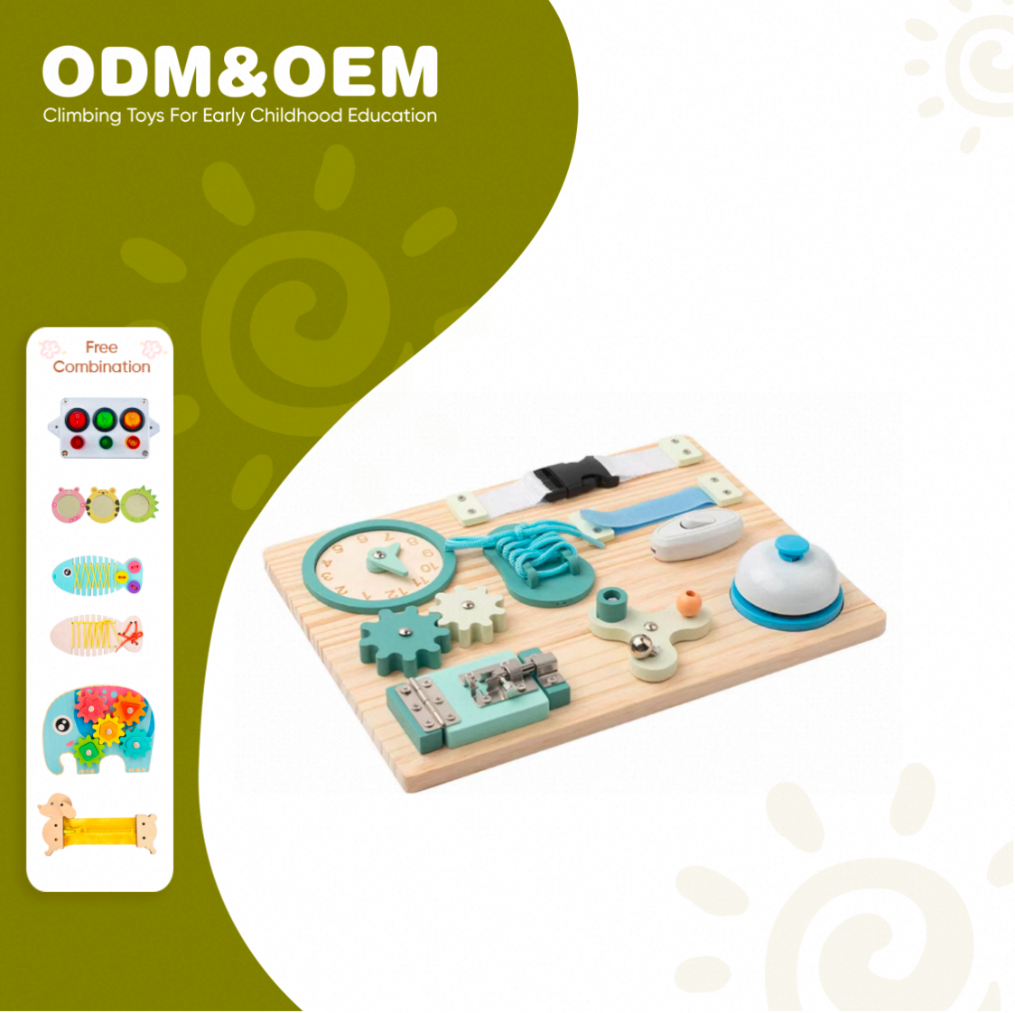Custom Montessori Children's Wooden Gear Busy Board DIY Activity Sensory Gift Toys for Boys and Girls