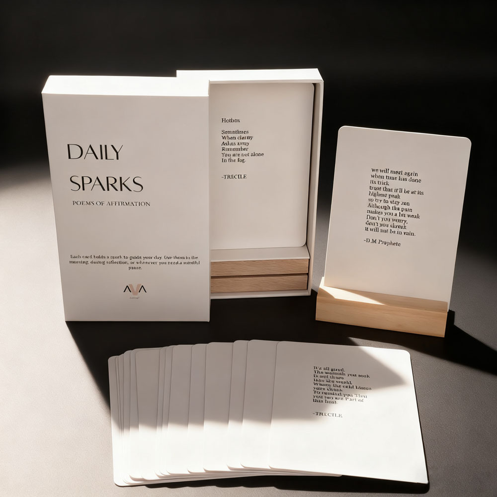 Personalized Cards Game Of Your Own Design Printing Motivational Positive Flashcards Affirmation Cards Custom With Wood Stand