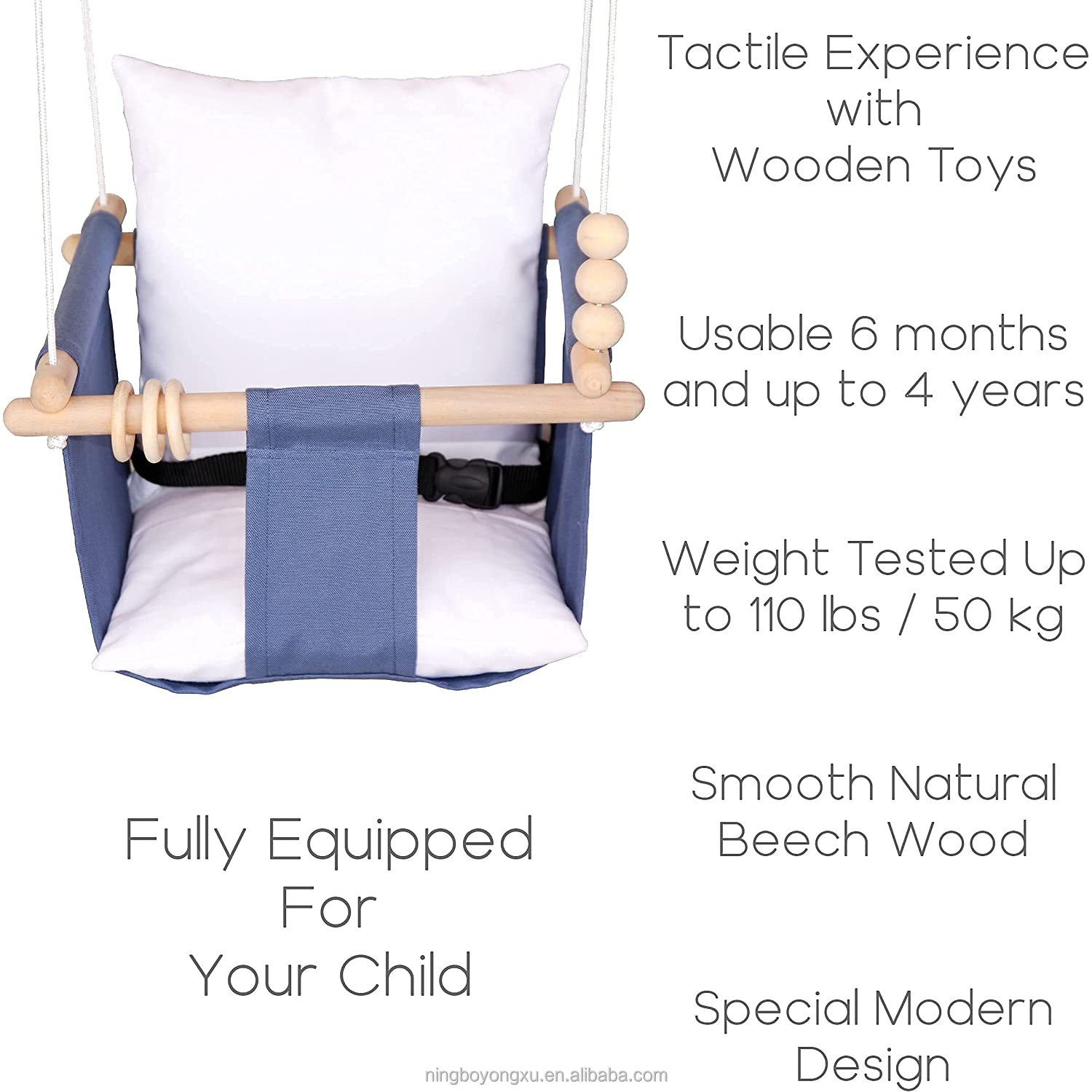 Wooden baby swing detail 3