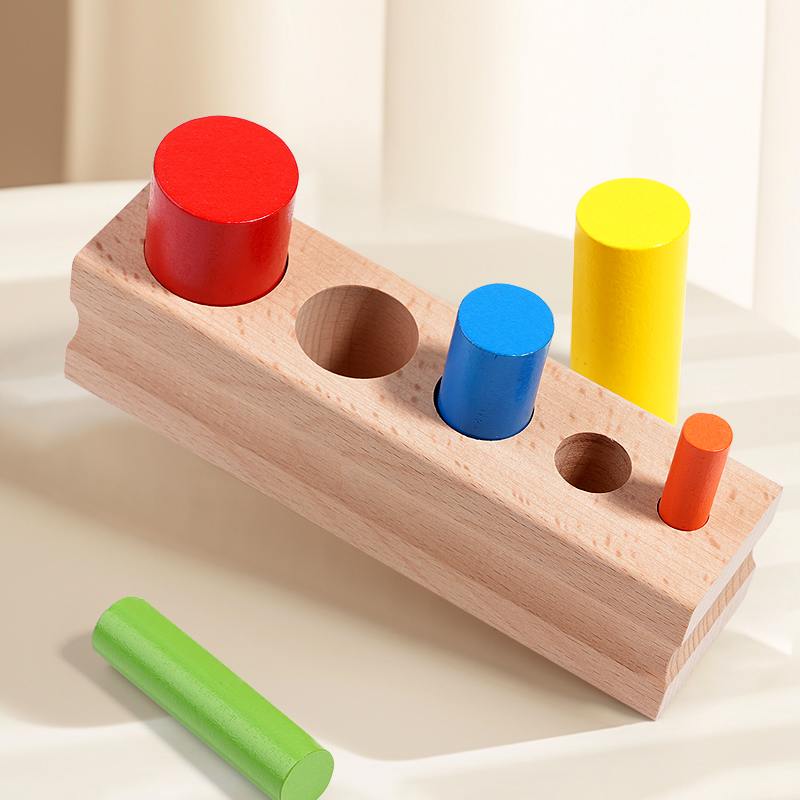 Montessori Wooden Teaching Aids-Five-Color Cylinders for Kids 2-4 &amp; 5-7 Years Early Education Educational Toys