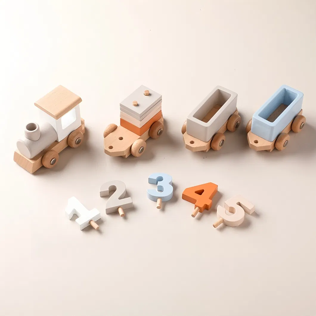 Wholesale Christmas Wooden Cars Wooden Railway Mini Train Set Toy for Kids