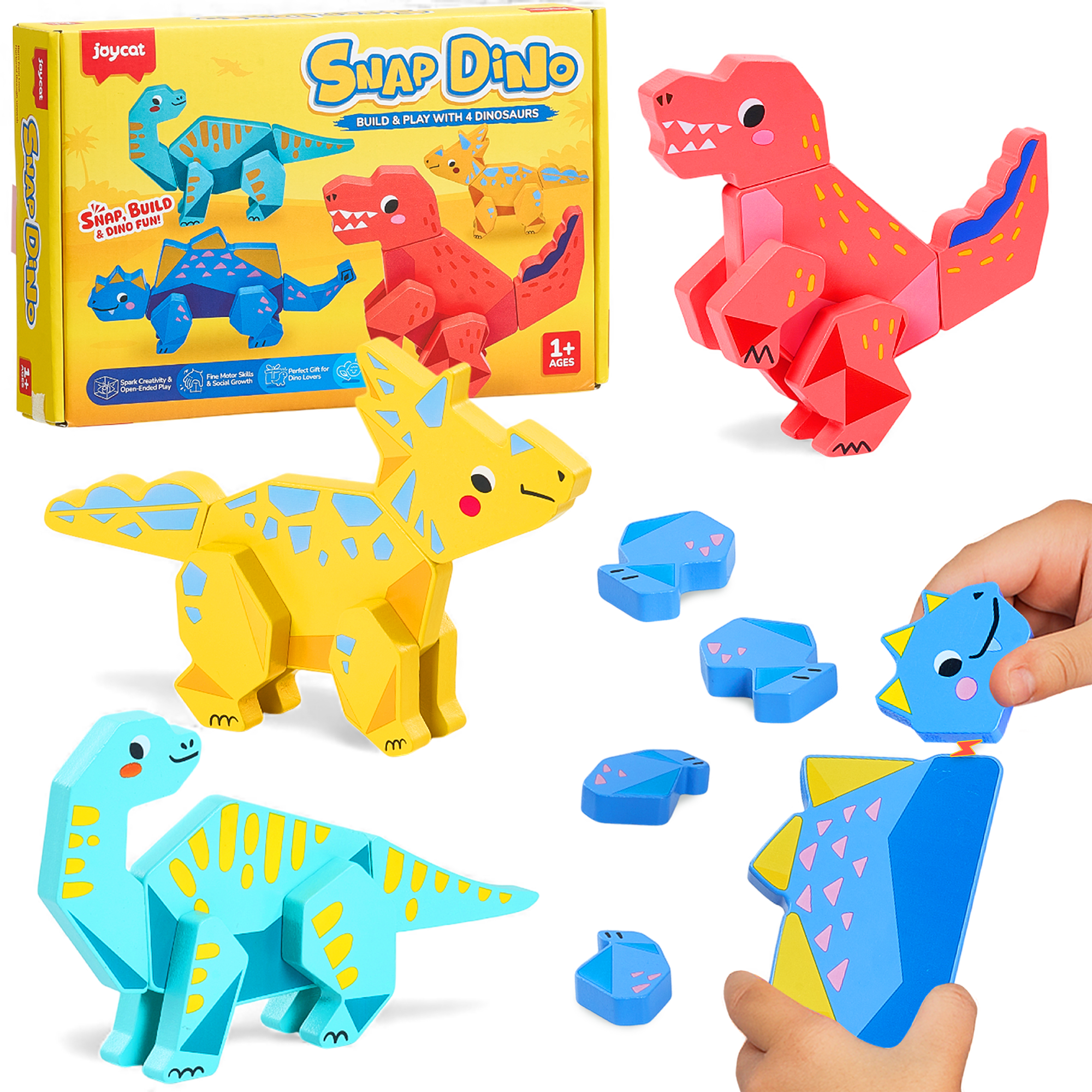 Joycat Wooden Children's Early Education Three-dimensional Animal Puzzle Baby Boys and Girls Puzzle Dinosaur Building Block Toys