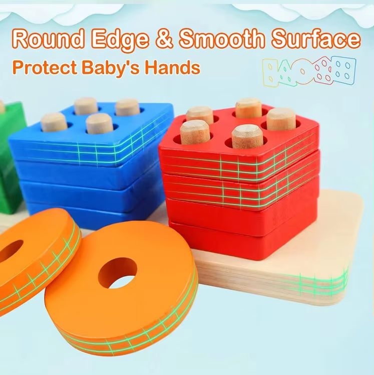 Montessori Toys Wooden Learning Puzzles Shape Sorting & Stacking Toys for Toddlers and Kids Preschool