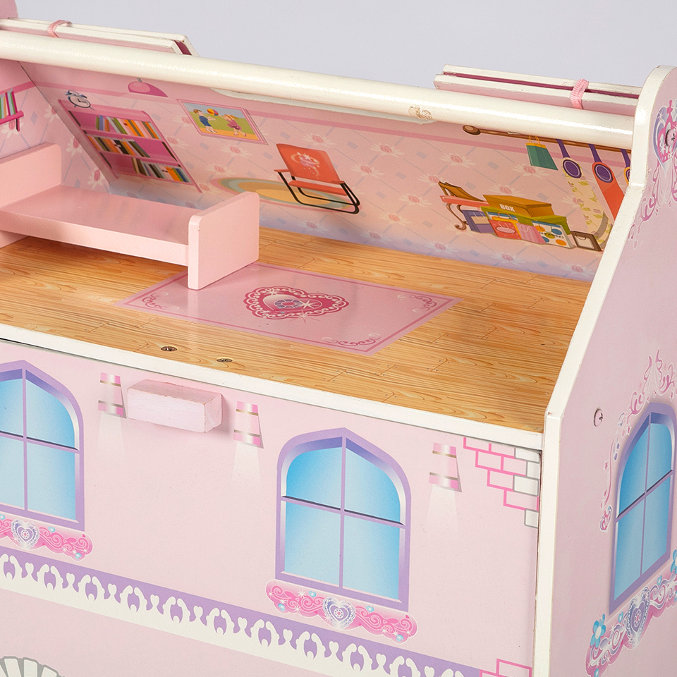 New Design Triple Portable Wooden Doll House