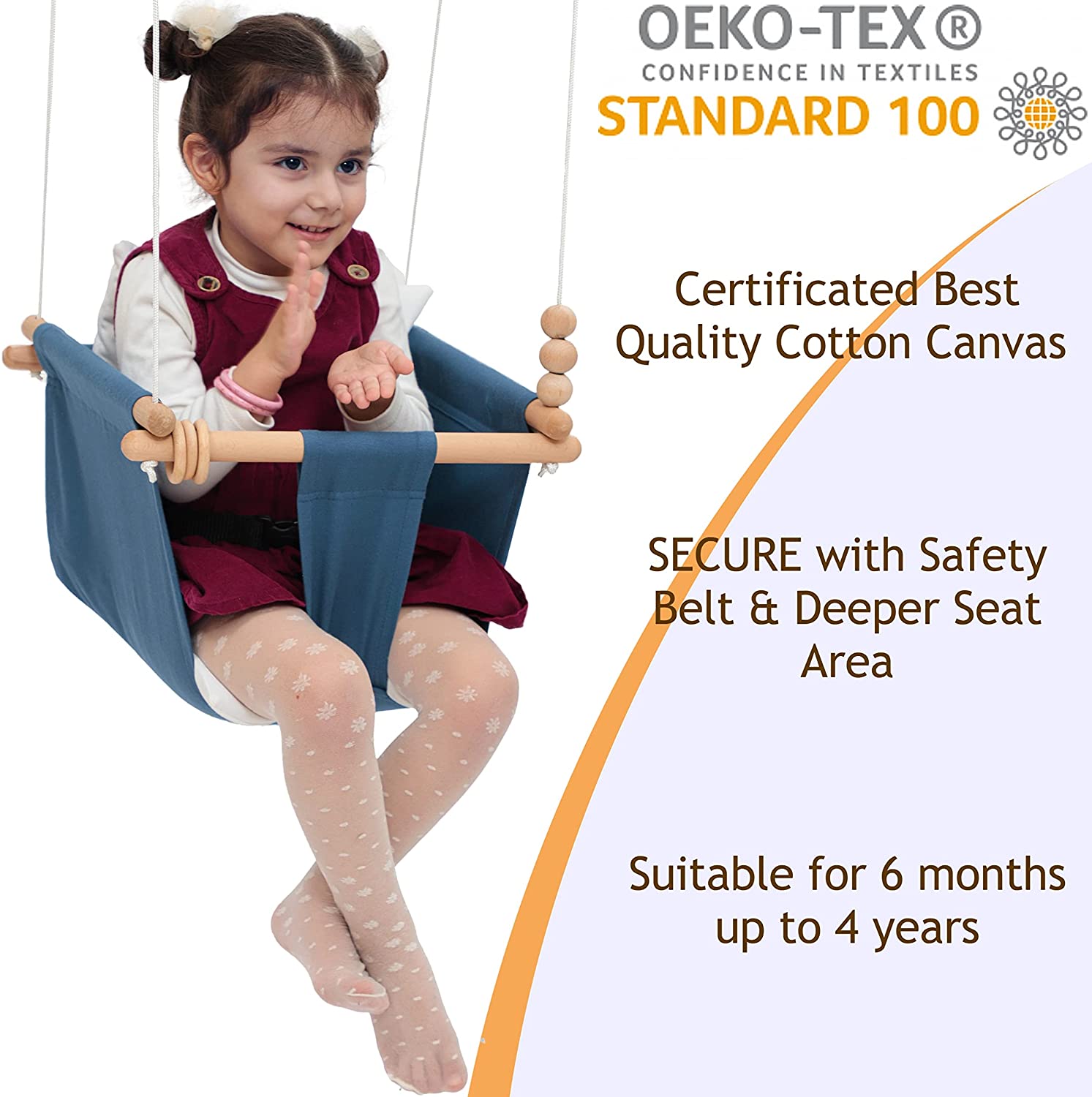 Hammock Backyard Outside Swing Kids Toys 6-36 Months Secure Toddler Hanging Swing With PE Ropes