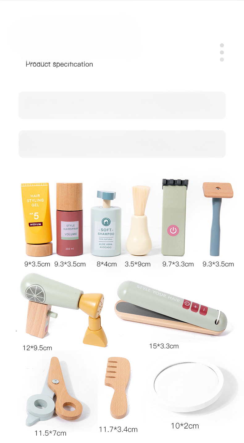 Educational wooden hair stylist toy set