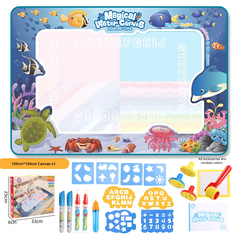 HARDWORK Large Water Drawing Mat For Kids Ages 2-8, Reusable Magic Doodle Cloth Board With Water Pen, Educational Painting Toy