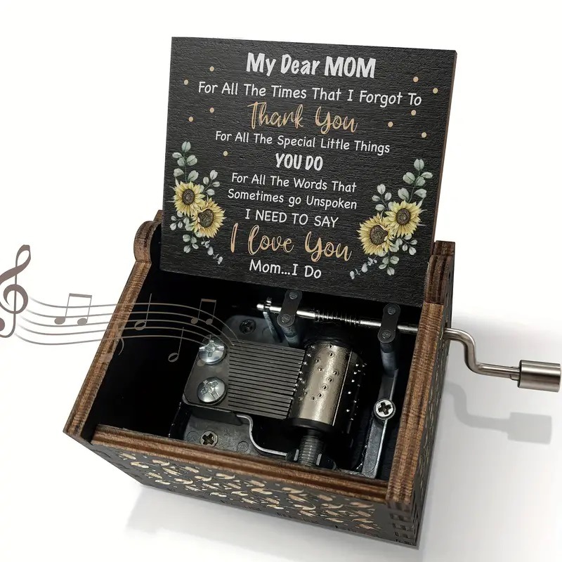 Custom Colorful Wooden Music Box Gift DIY Unisex Hand Toy Hand-held Mother's Day Thanksgiving Gifts Customizable Design Ages 14+