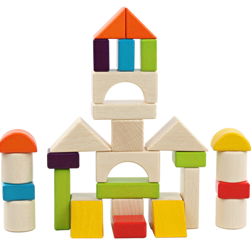 High Quality Eco-Friendly Wooden Building Blocks with Wooden Box Block Toys