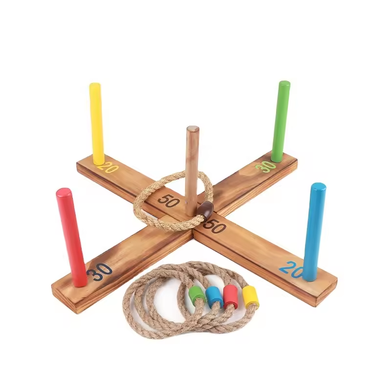 Garden Toys Wooden Outdoor Toys Ring Toss Yard Games for Kids Toss Game