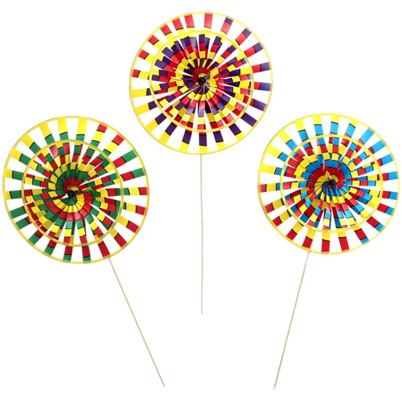 New Retro Traditional Old Beijing Windmill Children's Toys Hot Garden Decorations Colorful Wooden Pole Windmill