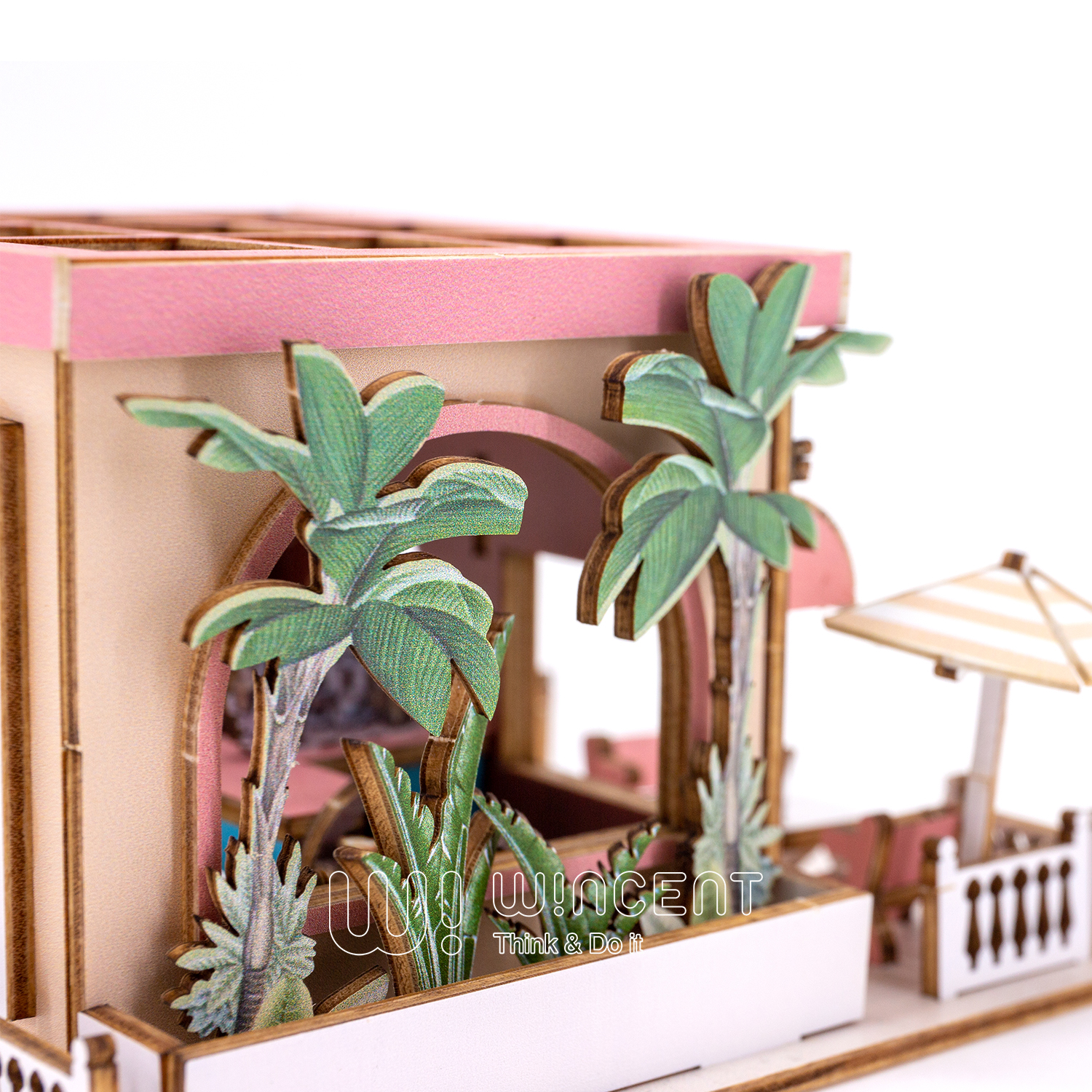 Wincent Wholesale Factory Coffee Shop Wood Doll House Diy 3d Miniature Dollhouse Kit