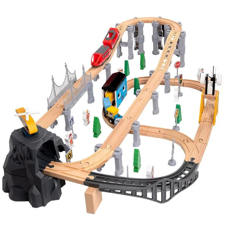 2025 Wholesale Christmas Kids Railway Wooden Electric Toy Model Mini Train Sets