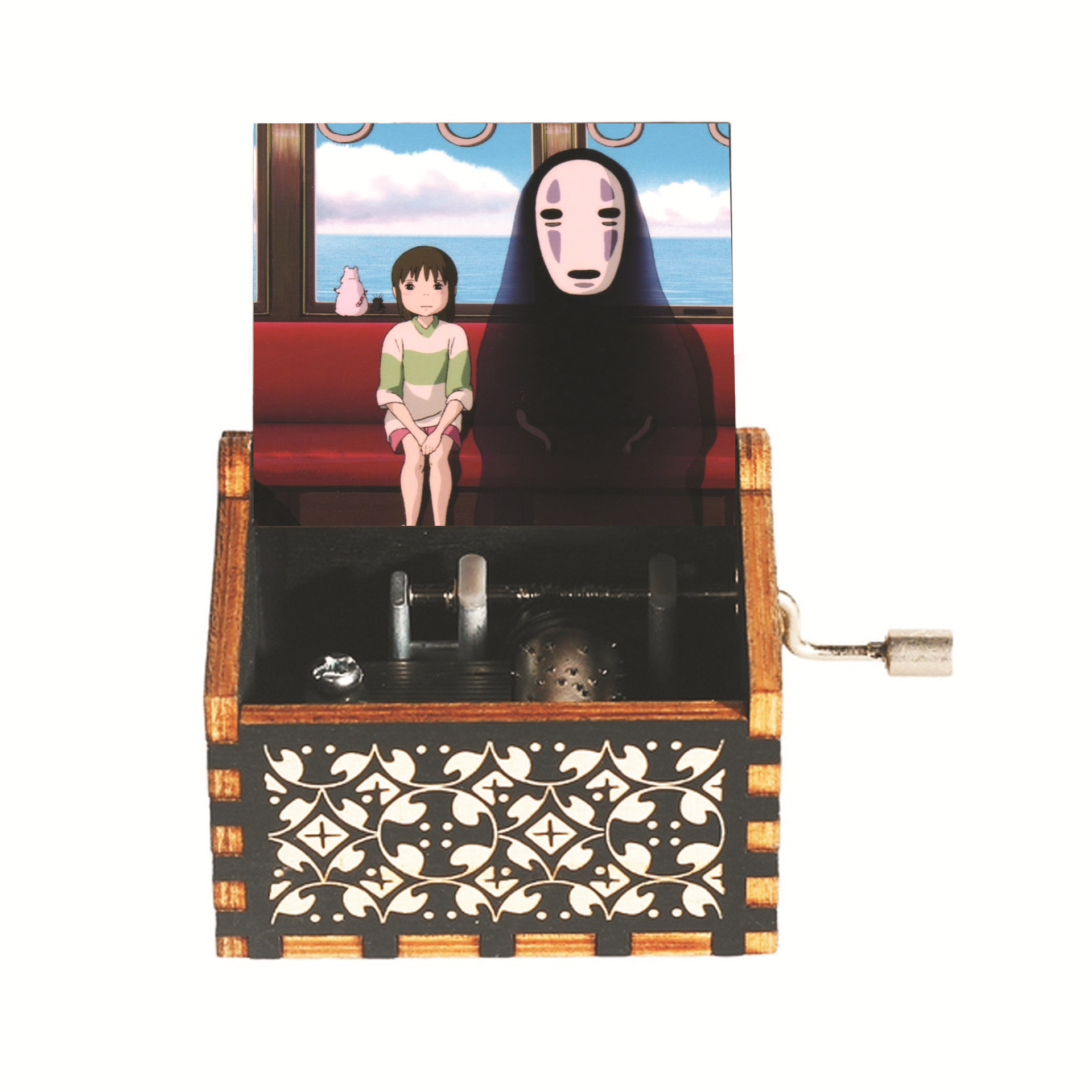 Hot Selling Custom DIY Wooden Music Box Colorful Laser Engraved Mini Hand Crank Eco-friendly Pre-recorded Cartoon Style Holiday