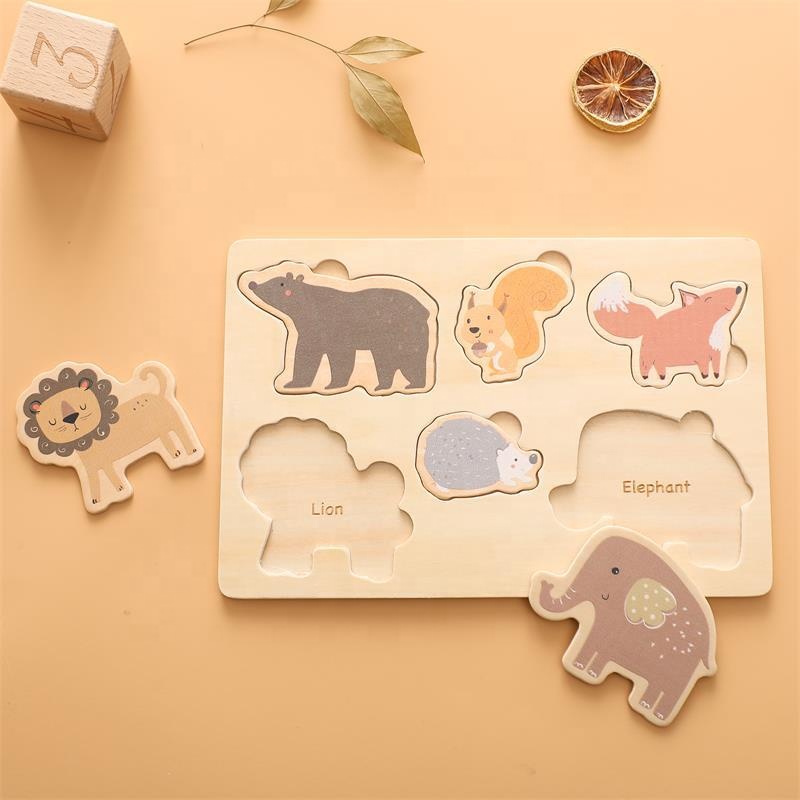 Wooden Puzzle Toys Animal Vegetable Cognitive Matching Montessori Toys Preschool Early Learning Educational Toys for Kids