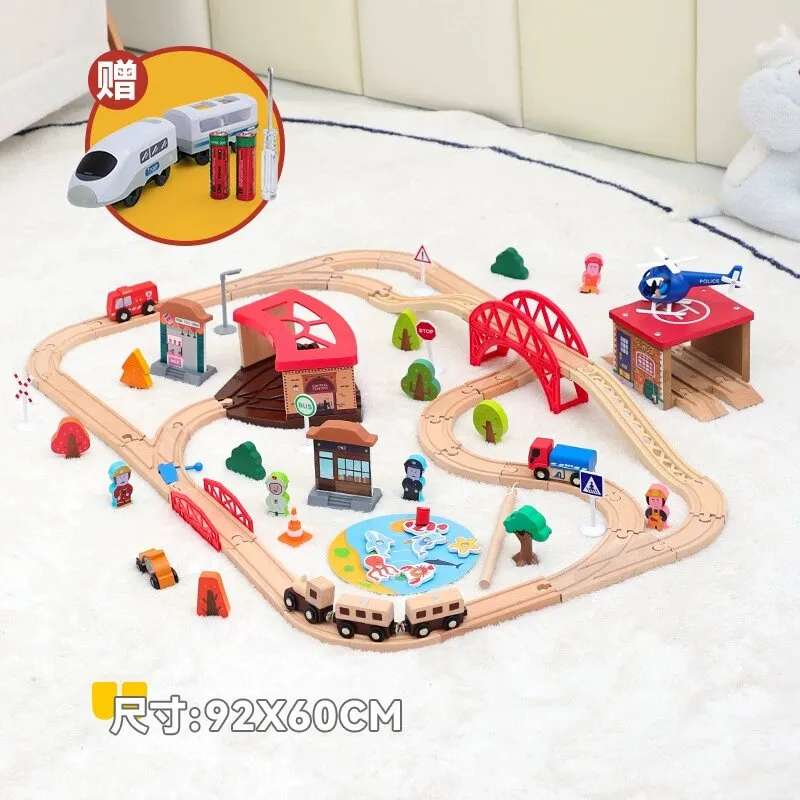 2025 Wholesale Christmas Kids Railway Wooden Electric Toy Model Mini Train Sets